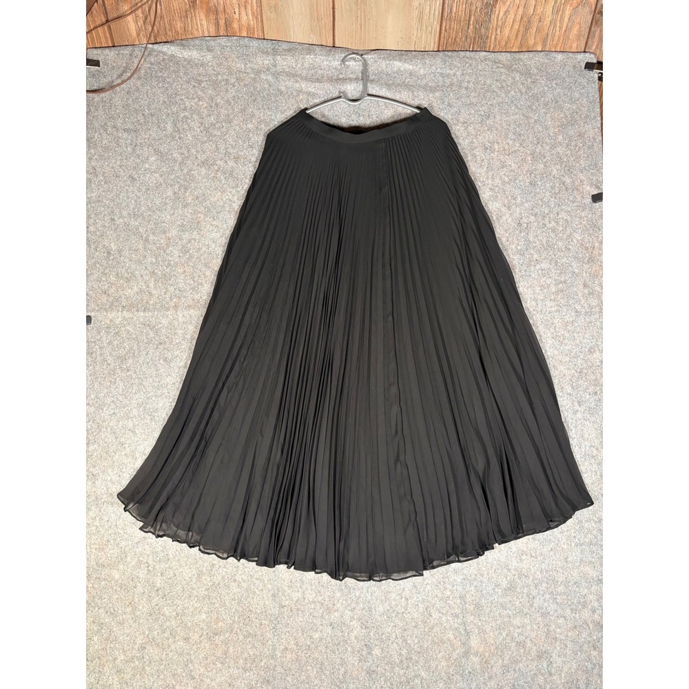 Laundry by Shelli Segal Pleated Accordion Maxi Skirt Womens 4 Black High Waist
